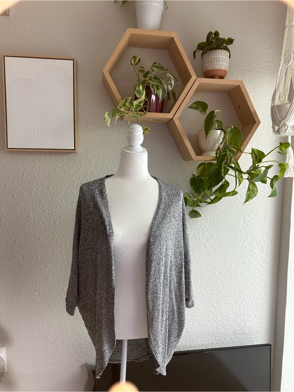 Lightweight Open-Front Gray Women's Sweater Cardigan